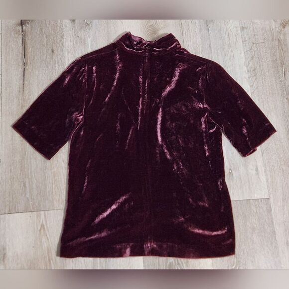 Theory Split-Collar V-Neck Velvet Top Size P - Picture 3 of 6